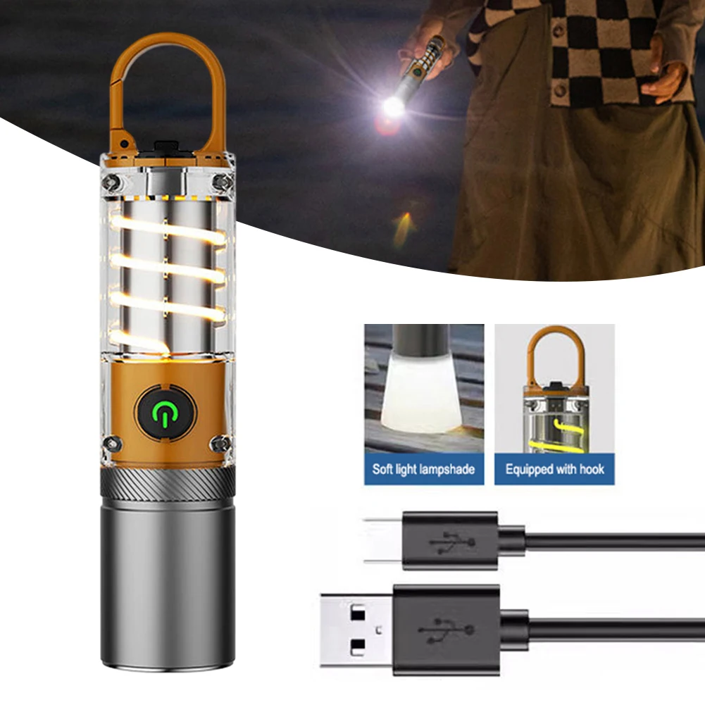 

Mini Flashlight Keyrings Work Light Portable Pocket Flashlight Multifunctional USB Rechargeable For Outdoor Camping Small Light