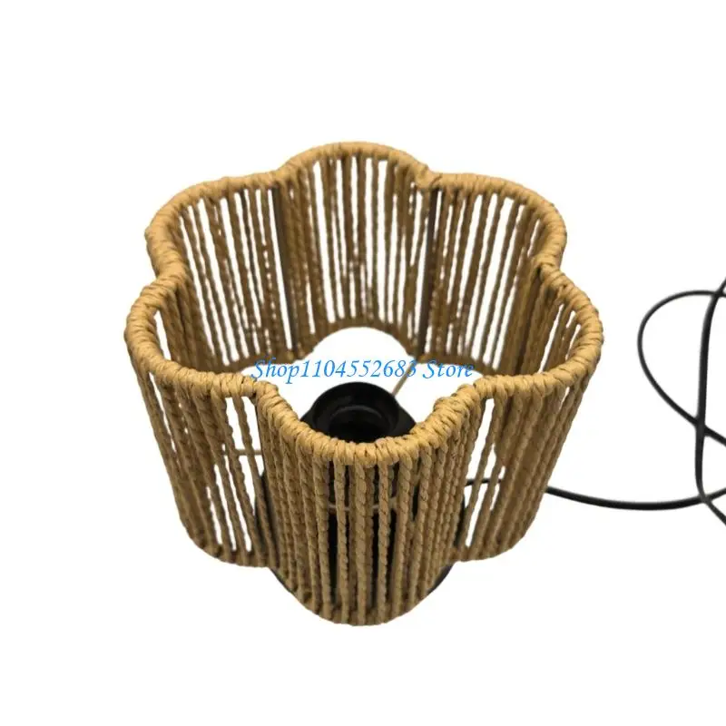 Y6GD Retro Paper Rattan Woven Flower Table Lamps Without Bulb Elegant Entryway Decors for Home Decor with Warm Light