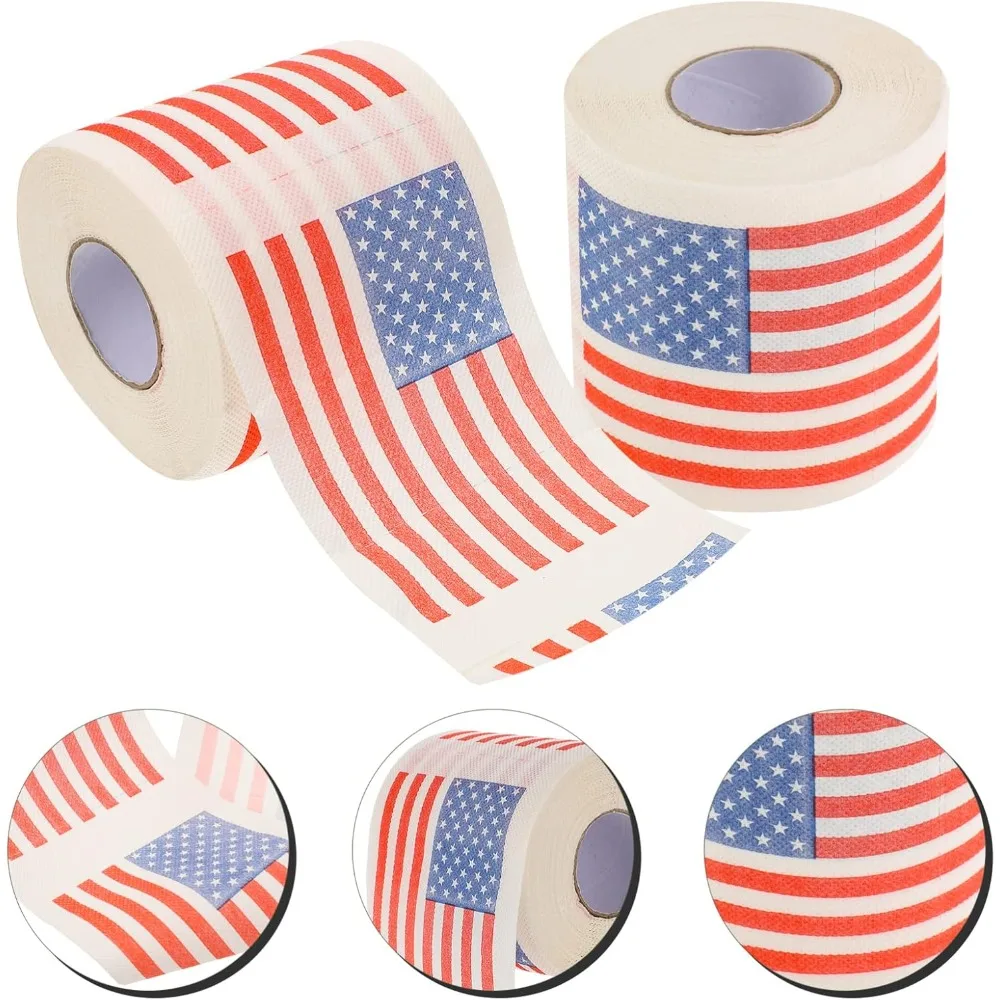 1 Roll Usa Flag Toilet Paper Bathroom Tissue Roll Independence Day Party Gift Novelty Cocktail Napkins American Flag