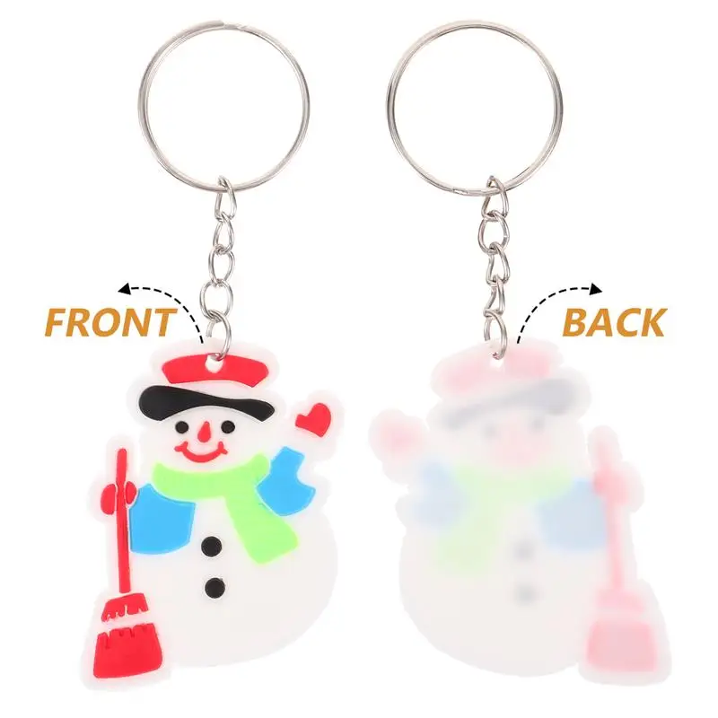 12/24Pcs Christmas Themed Key Rings Cartoon Pattern Santa Claus Pendant Key Chains Party Favors (Random Pattern)