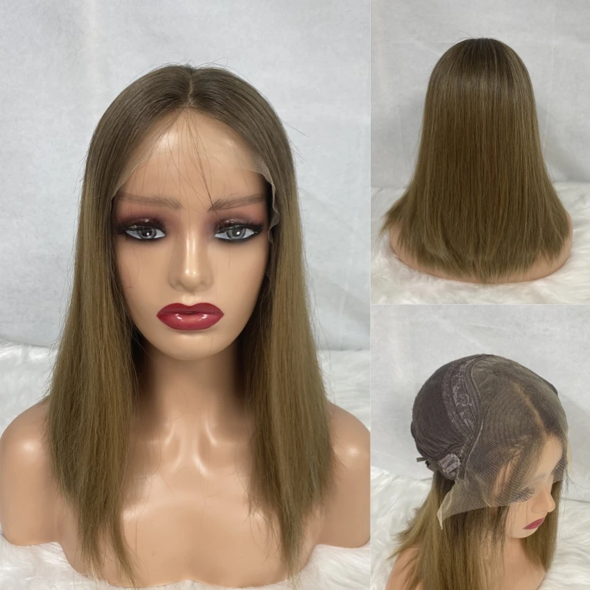 2025 New Color Kosher Wig Real HD Lace Top Natural Hairline 100% Virgin Human Hair Medium Length Full Density Jewish Wigs