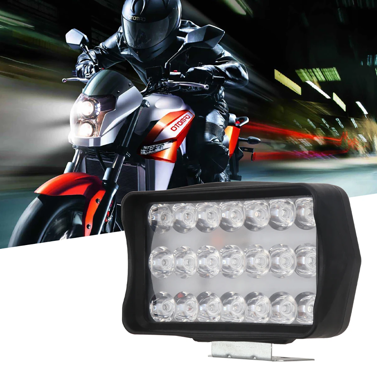 Fari moto 21LED luce da lavoro a LED luci di segnalazione moto impermeabili in ABS fendinebbia luci da lavoro sul tetto dell\'auto con staffa