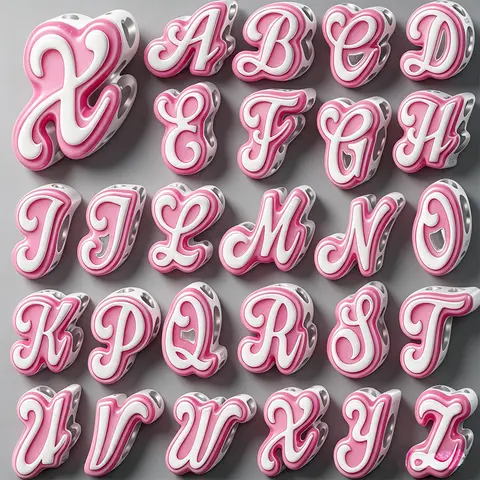 2026 NEW DIY Making Pink Letter Alphabet A-Z Charm Beads Fit Original Women Bracelet Bangle Fine Silver-Plated Jewelry Gift