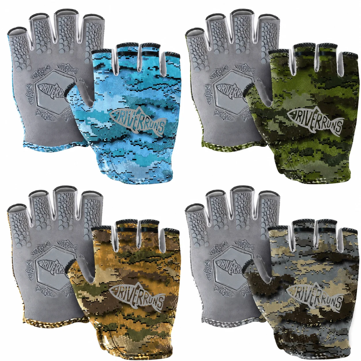 UPF 50+ Fingerless Fishing Gloves for Men & Women, Lightweight Breathable Sun Protection Gloves with Synthetic Leather Palm,