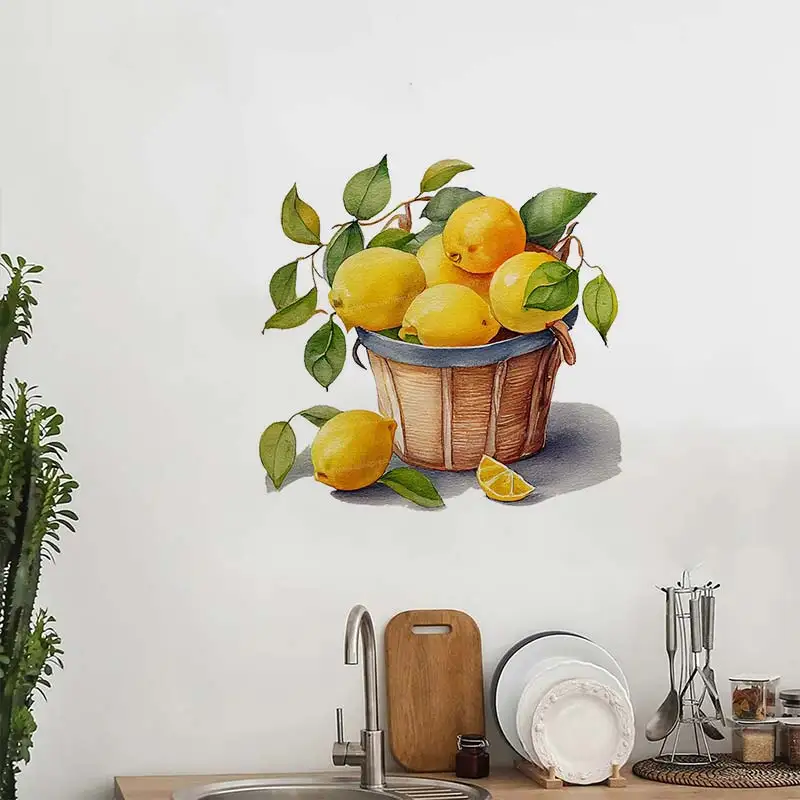 Fresh Lemon Apple Leisure Pastoral Style Home Wall Stickers Waterproof Refrigerator Decals Home Decor Decals  S393