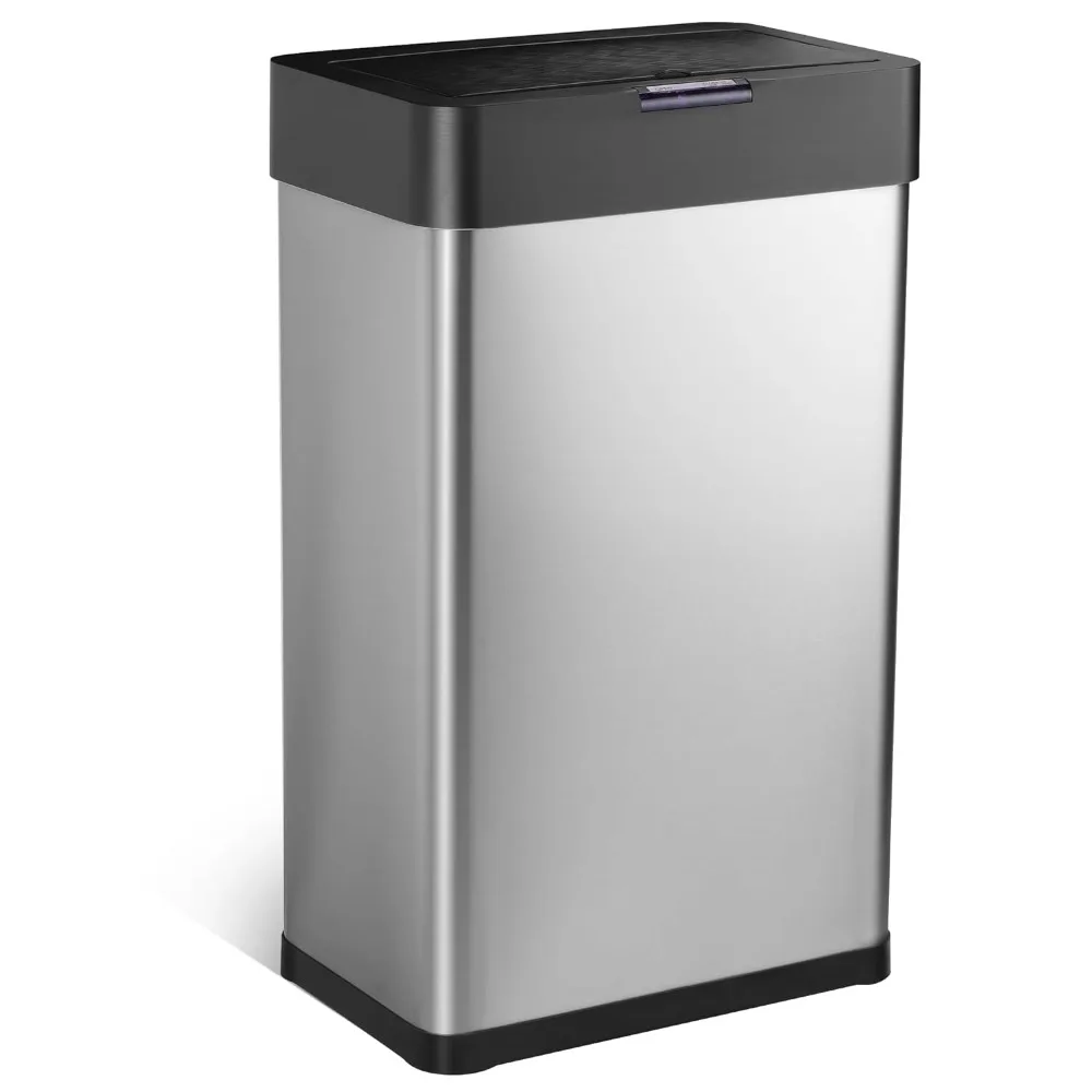 16 Gallon Touchless Motion Sensor Waste Bin Stainless Steel Garbage Can with Lid for Kitchen, Bedroom, Home Office