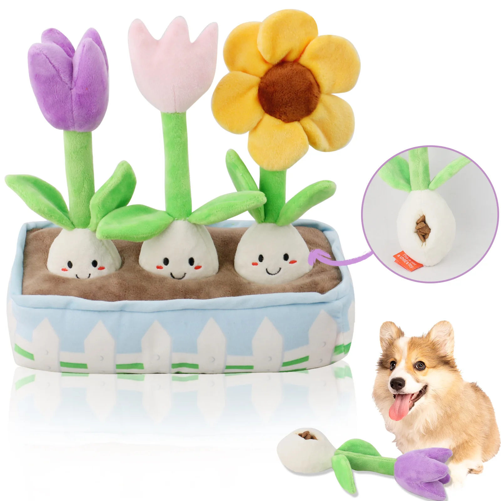 

Plush Squeak Toys for Pet, Hidden Food Flower Set, Interactive Dog Toys, Puppy Accessories, Birthday Gift for Pets