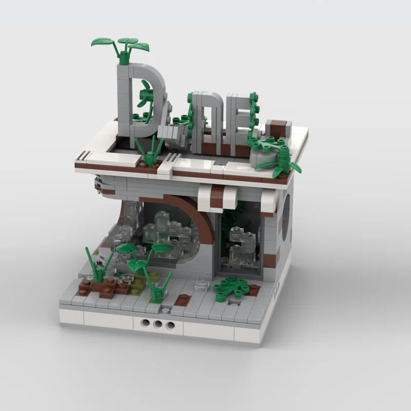 Modelo de Vista de Rua da Cidade MOC, Blocos de Construção, Arquitetura de Restaurante em Ruínas, Tecnologia Modular, Brinquedo de Montar, Presentes de Férias para Crianças