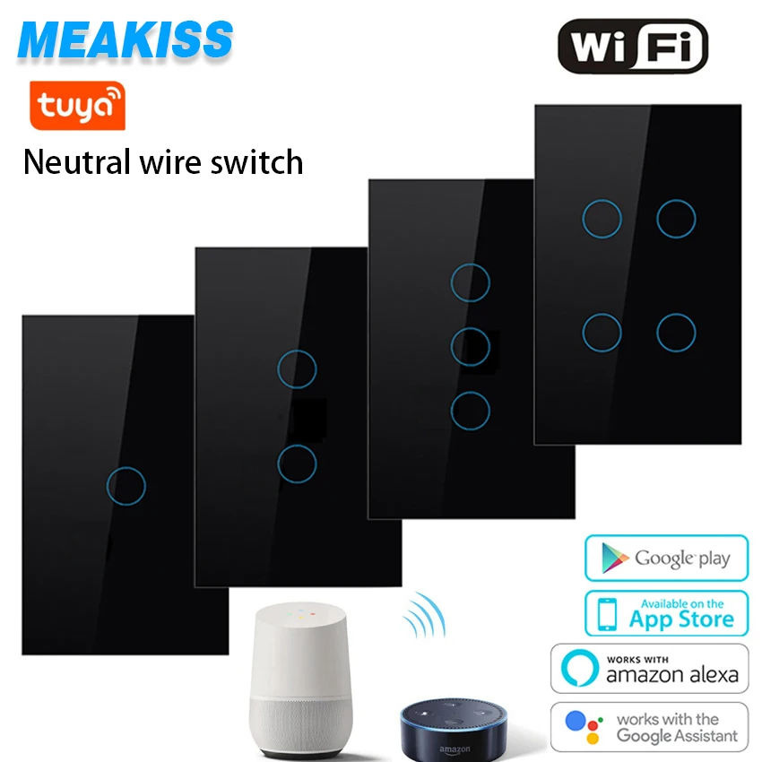 Wifi Smart Switch Smart Life App Wireless Remote Alexa Google Home Voice Control AC110V 220V 2way Wall Light Touch Switch