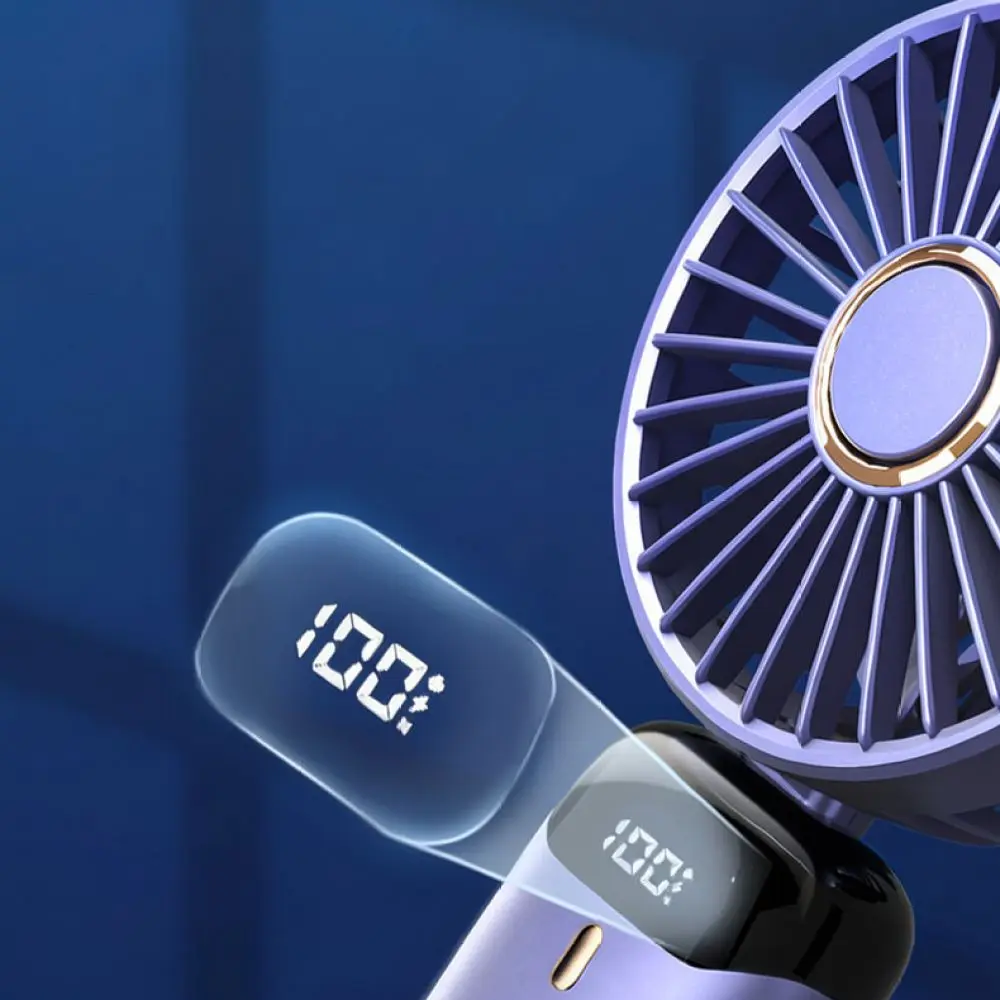Portable USB Fan Rechargeable Handheld Folding Fan Mini Cooling Device With Digital Display For Home Office Student Use