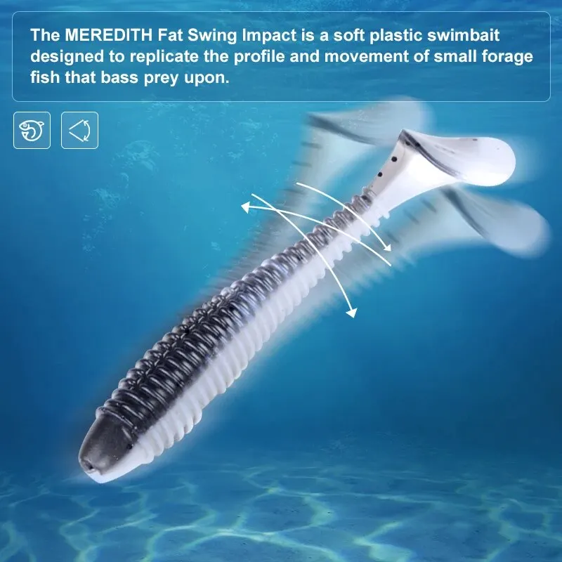 MEREDITH Swing Impact FAT Fishing Lures 75mm 85mm Paddle Tail Lures Wobbler Fishing Soft Lure For Bass Silicone Bait