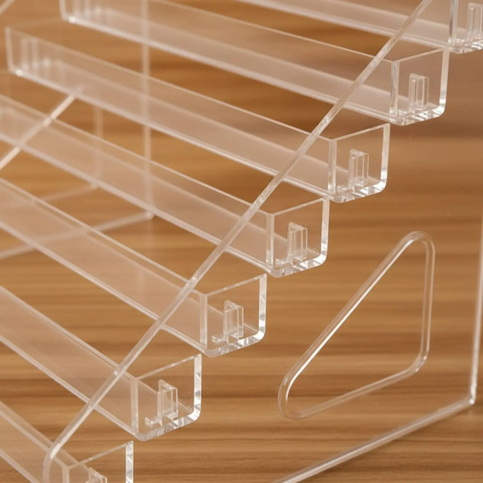 Desktop Badge Display Rack Easy to Spotless & Transparent Stepped Display Stand Acrylic Tiered Organizer Sturdy Acrylic Riser view 3