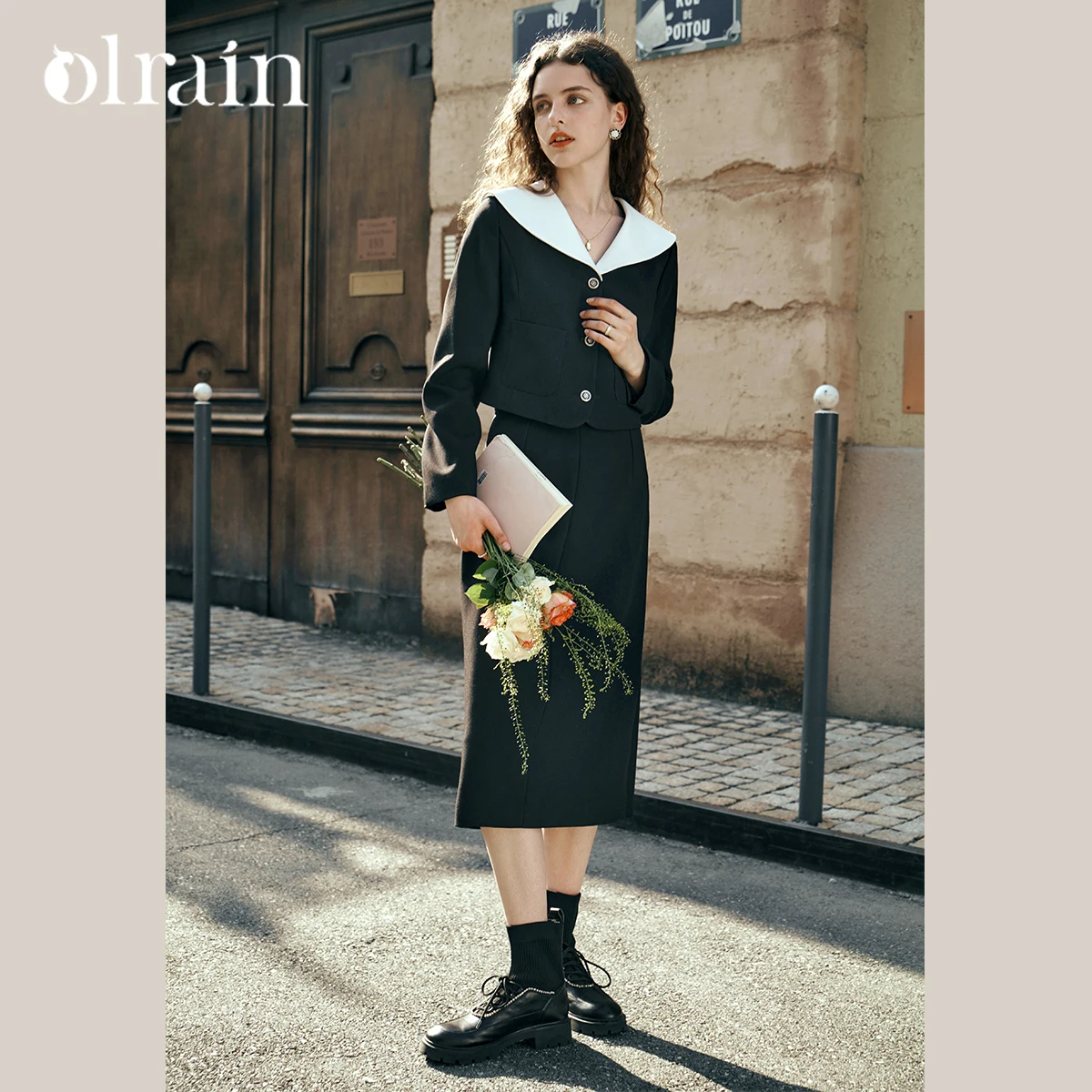 

OLrain Women's Commute Suit Skirts Autumn 2025 New High Waist Fashion Straight Split Skirt Solid Simple Zipper Skirt O57QB85560