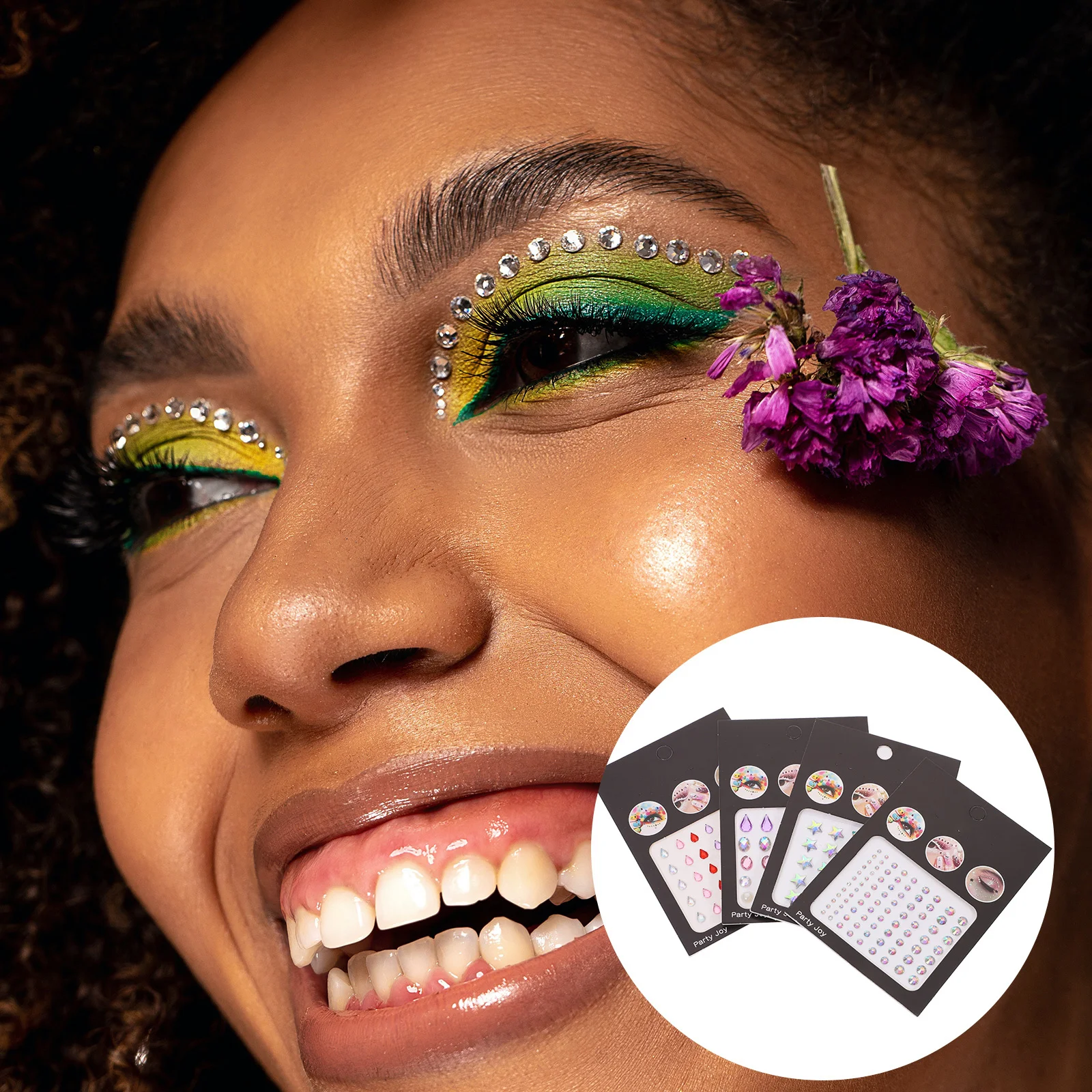 

4 Sheets Tear Eye Face Jewels Stick on Rhinestone Stickers Party Festival Makeup Face Gems Body Jewels Eye Rhinestones