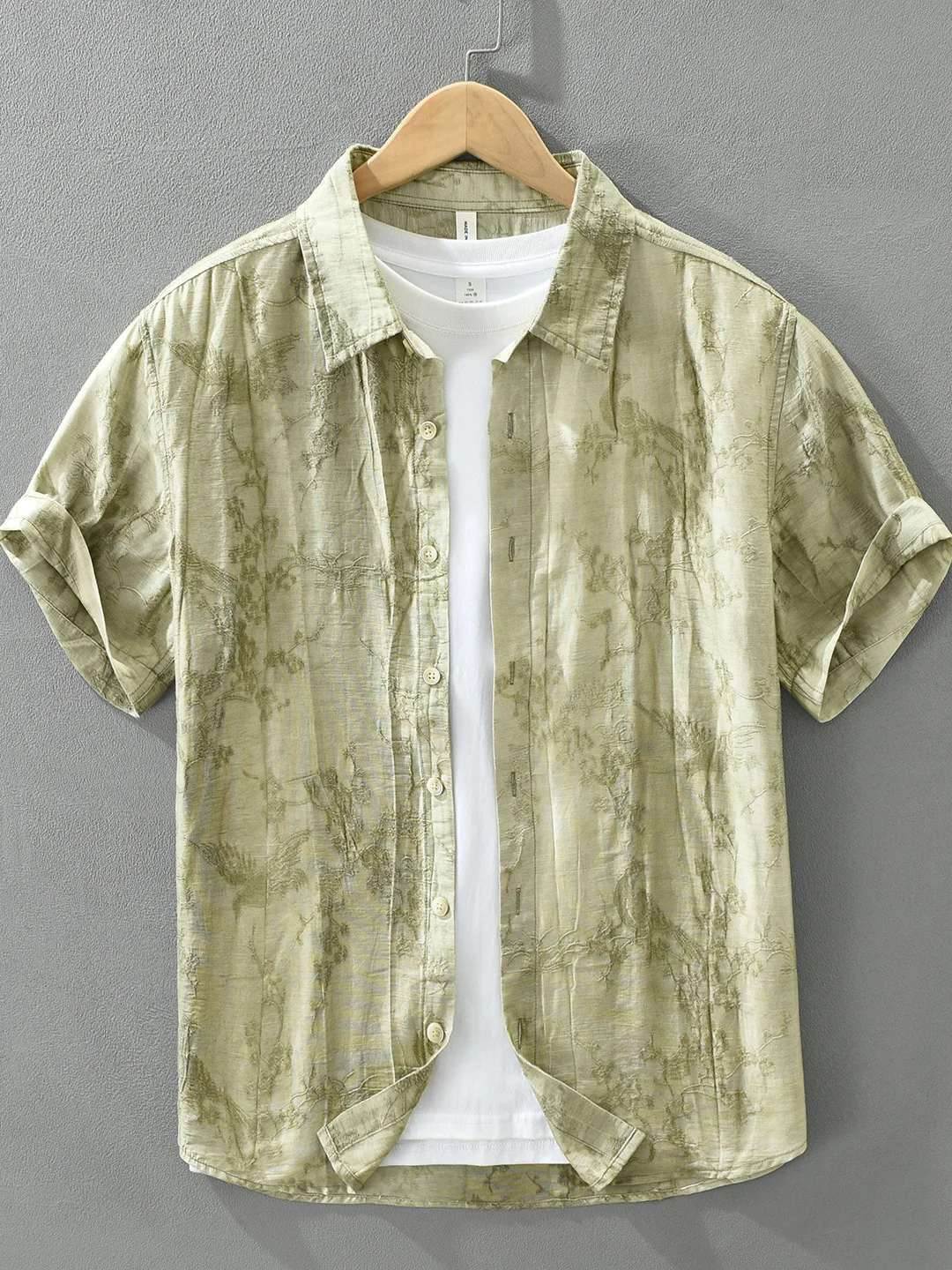 

Summer Thin Breathable Casual Short Sleeve Shirt Men's Lenzing Texture Sensation Resin Mixture Leisure Shirt Japanese Style