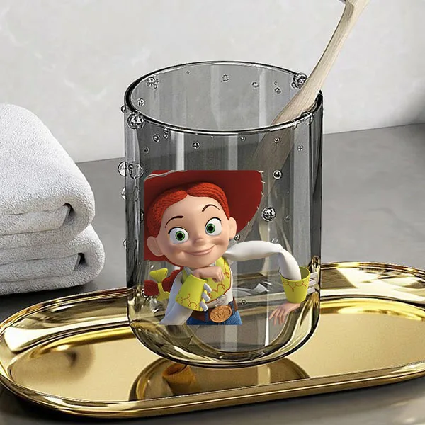 غسول الفم من الراتنج الشفاف المطبوع عليه رسوم متحركة محيطية من توي ستوري باز لايت يير وكوب فرشاة الأسنان كوب ماء مضاد للسقوط