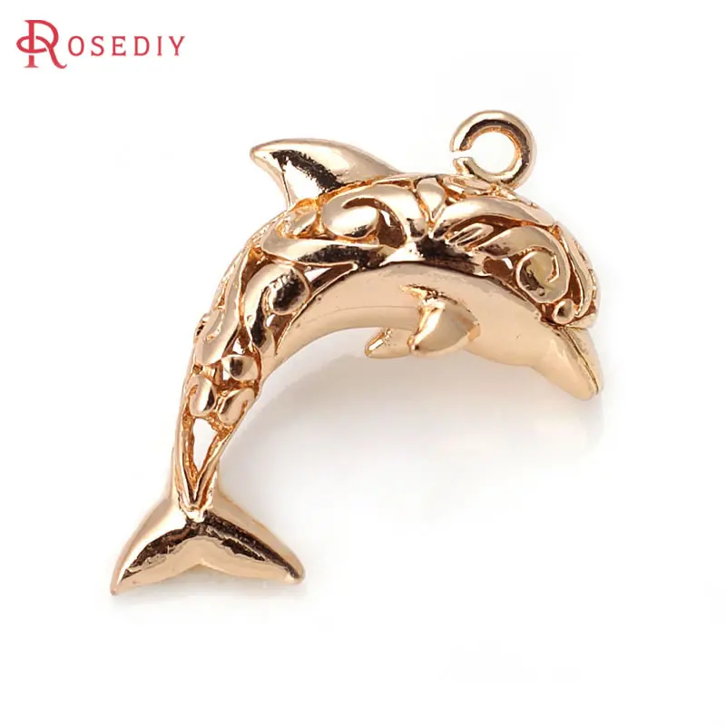 6PCS 18K Gold Color Brass Dolphin Charms Pendants High Quality Diy Jewelry Making Supplies Necklace Earrings Accessories