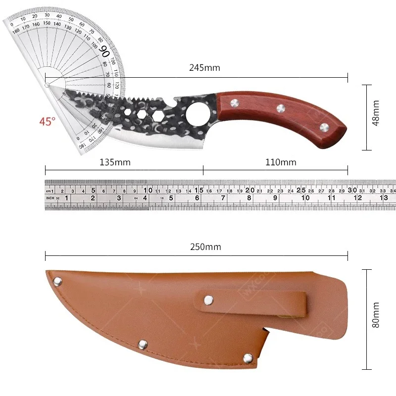 Professional Barbecue Knife Kitchen Knives Hammer Forged Boning Knife Stainless Steel Fruit Butcher Meat Deboning Cutting Knife