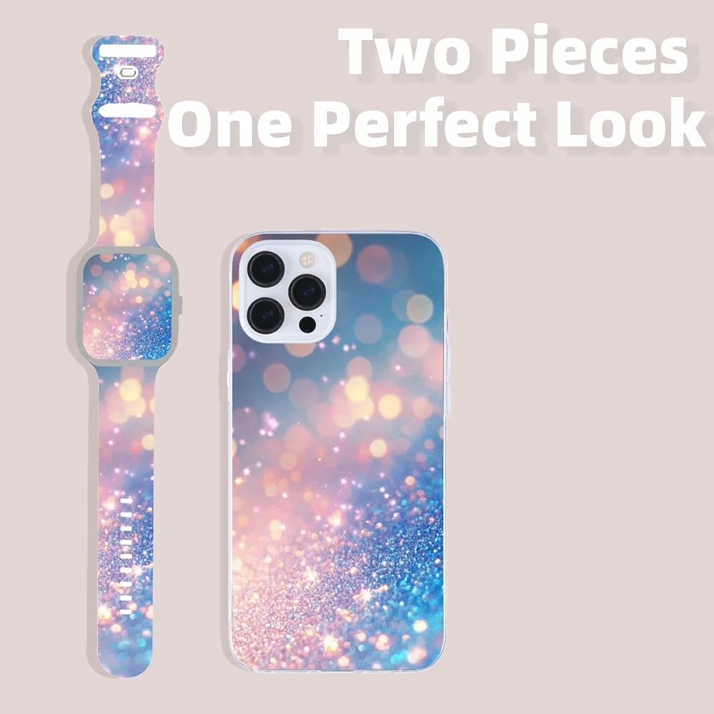 Conjunto de pulseiras de silicone personalizadas brincalhão e capa de telefone para iPhone12-17 e Apple Watch 9 8 7 6 5 Ultra SE 38 40 41 42 44 45 49mm presentes