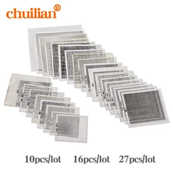 27 pces/16 pces/10 pces bga geral modelo universal direto aquecido estênceis para smt smd chip rpair e fácil suporte