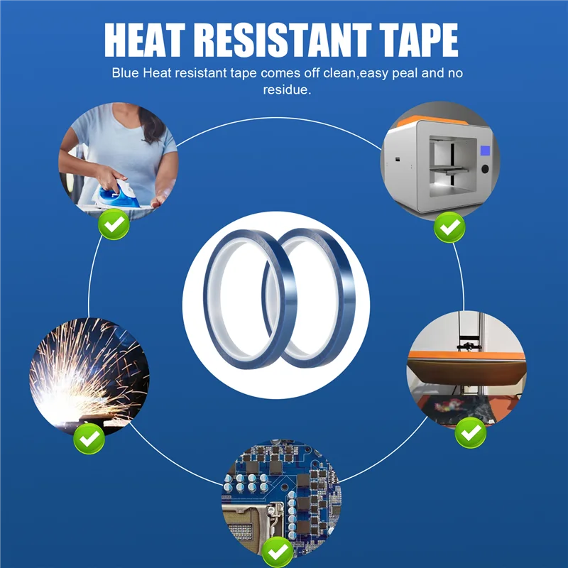 2 Rolls 10Mmx33m(108Ft) Blue Heat Tape Heat Transfer Tape For Heat Sublimation Press No Residue And Heat Transfer Vinyl