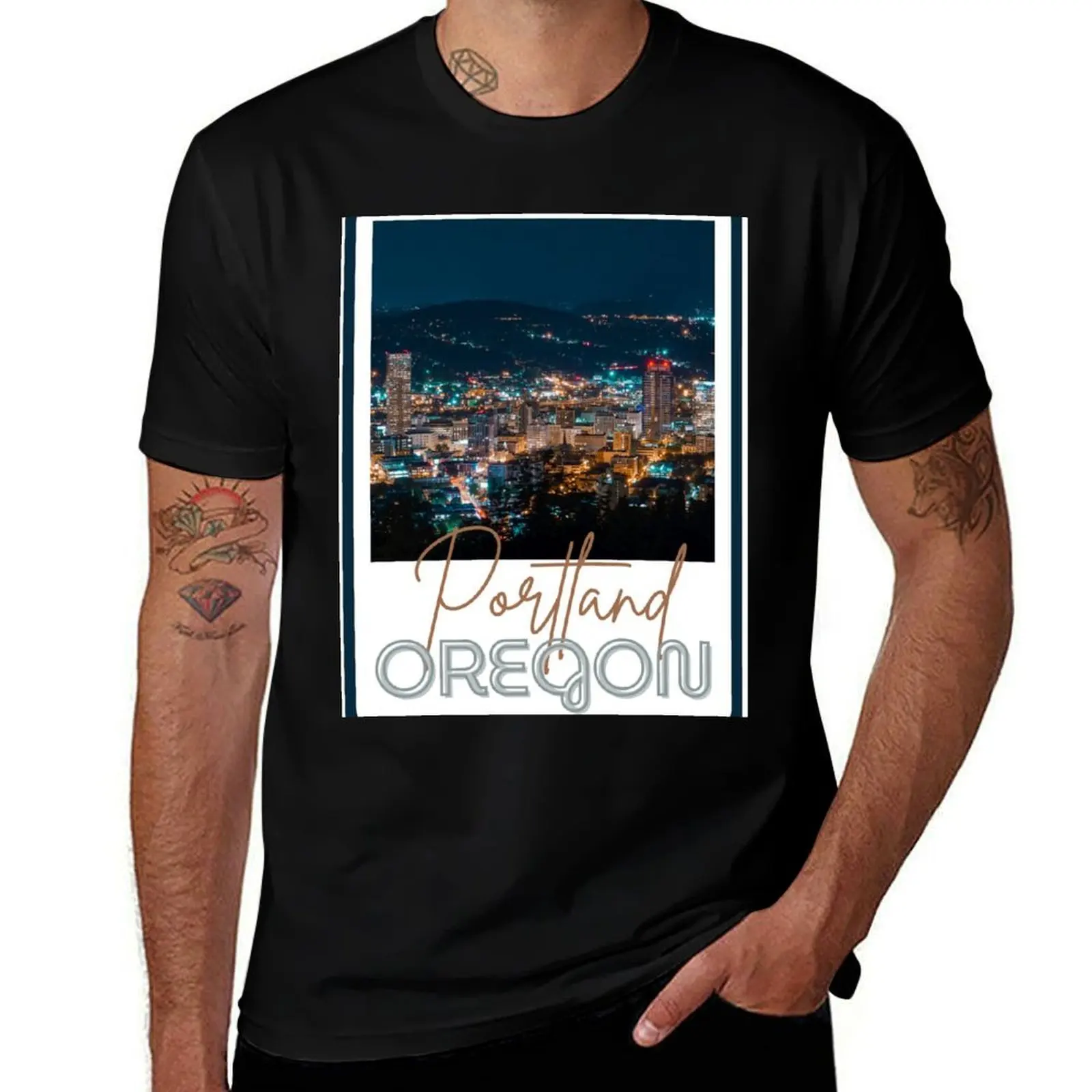 

Portland, Oregon at Night T-Shirt plus size clothes oversized anime tshirt t shirt men 100℅ cotton