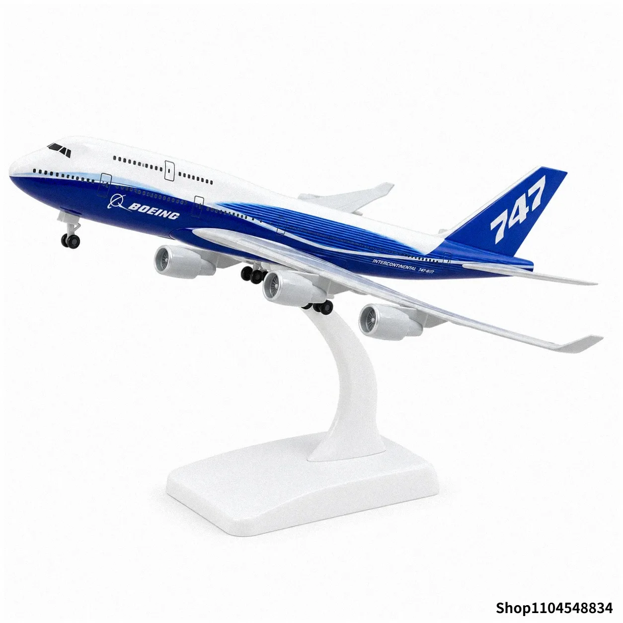 20cmのダイキャスト製金属製b747プロトタイプ航空機モデル。着陸装置付きで、展示台としても使用可能。コレクション用のおもちゃ、インテリア、ギフトに最適。
