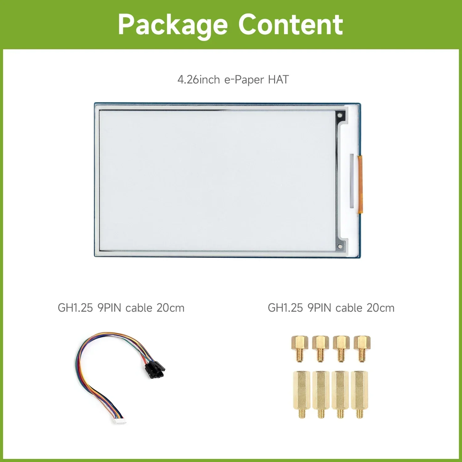 Waveshare-Écran e-Paper HAT, 4.26 pouces, 800x480, noir/blanc, interface éventuelles I, faible consommation, grand angle de vision pour Raspberry Pi