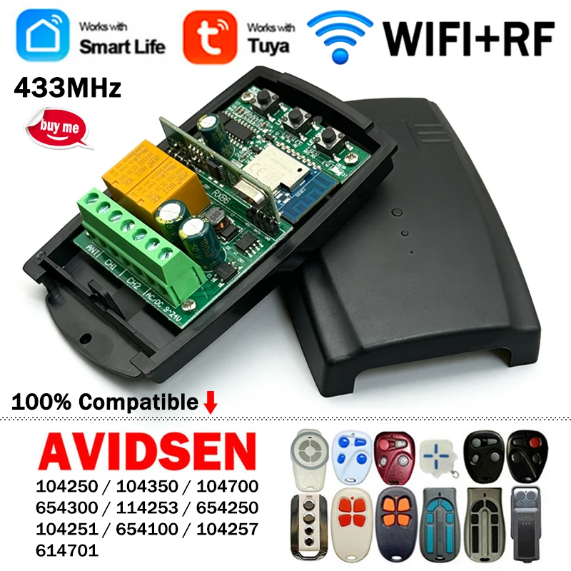 Universal 433MHz Tuya Smart Switch Module WIFI Remote Control Receiver For AVIDSEN 114253 104250 654300 104251 104700 614701 etc