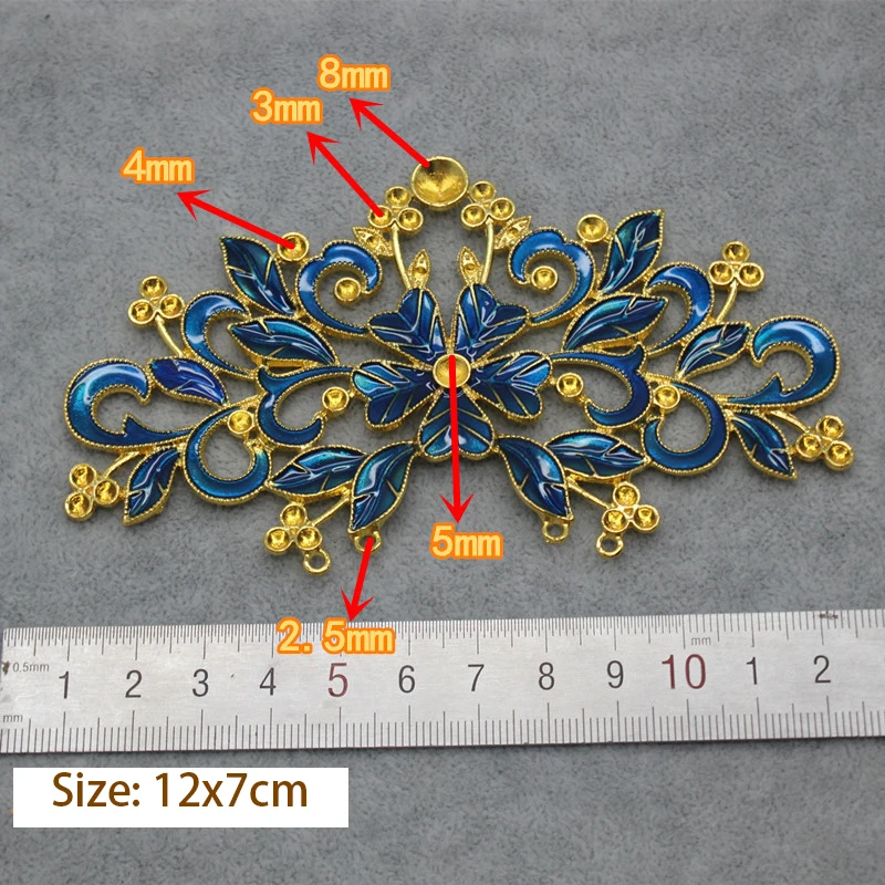 Oil Dripping Cloisonne Phoenix Rising Accessories Acanthus Vine Scroll Flower Filigree Charm Vintage Embellishment Ornate