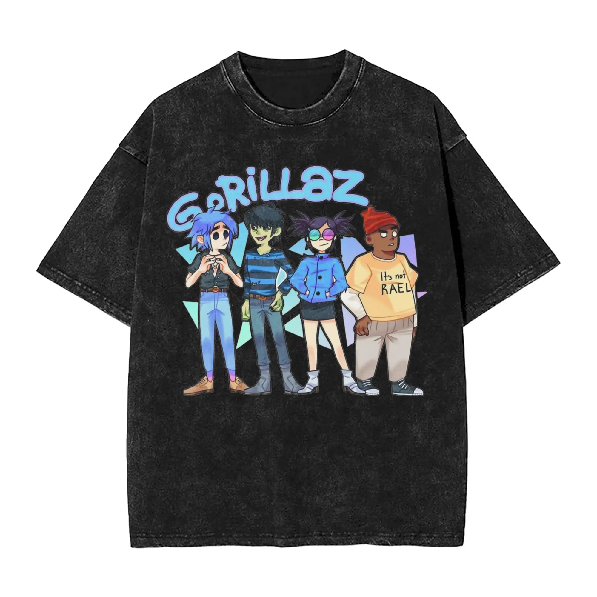 

Vintage Gorillaz Crew Rock Band Outfit T-Shirts for Men Women Washed Style Tee Shirt Clothing