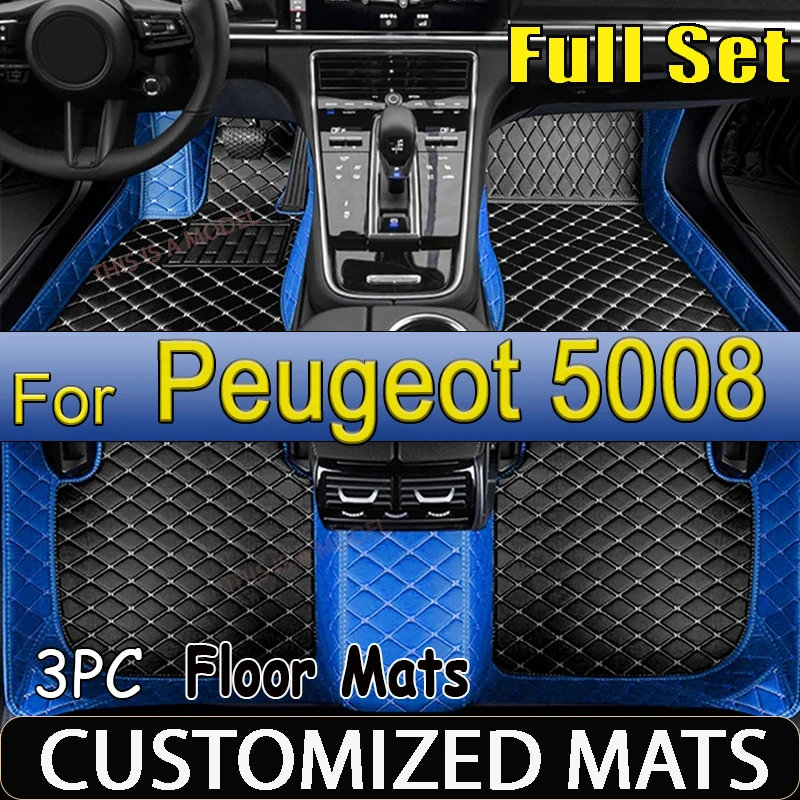 Car Floor Mats For Peugeot 5008 Seven Seats 2017-2023 18 19 20 21 22 23 Custom Auto Foot Pads Carpet Cover Interior Accessories