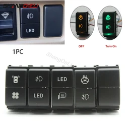1PC Car LED DRL Dual Switch Fog Lamp Radar Fan Differential Switch Button For Nissan Tiida Qhashqai X-TRAIL Patrol Y62 2008-2014