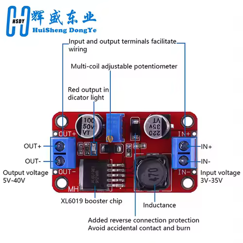 5A DC-DC Step Up Power Module Boost Volt Converter 3.3V-35V To 5V 6V 9V 12V 24V XL6019 - Image 5
