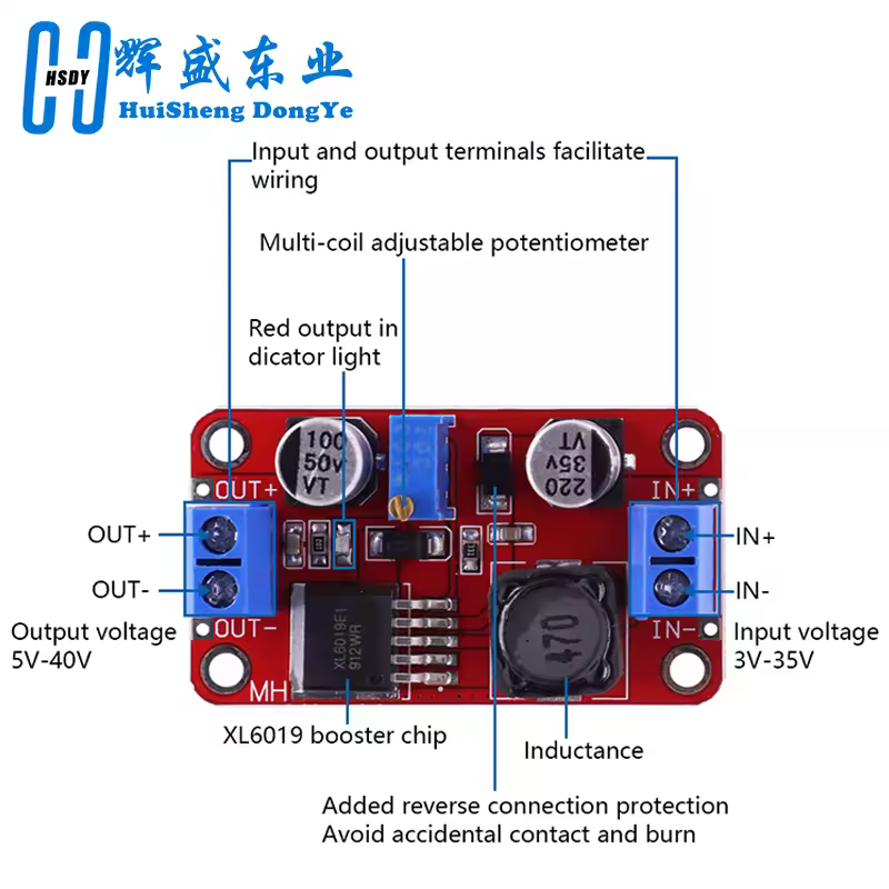 5A DC-DC Step Up Power Module Boost Volt Converter 3.3V-35V To 5V 6V 9V 12V 24V XL6019 - Image 5