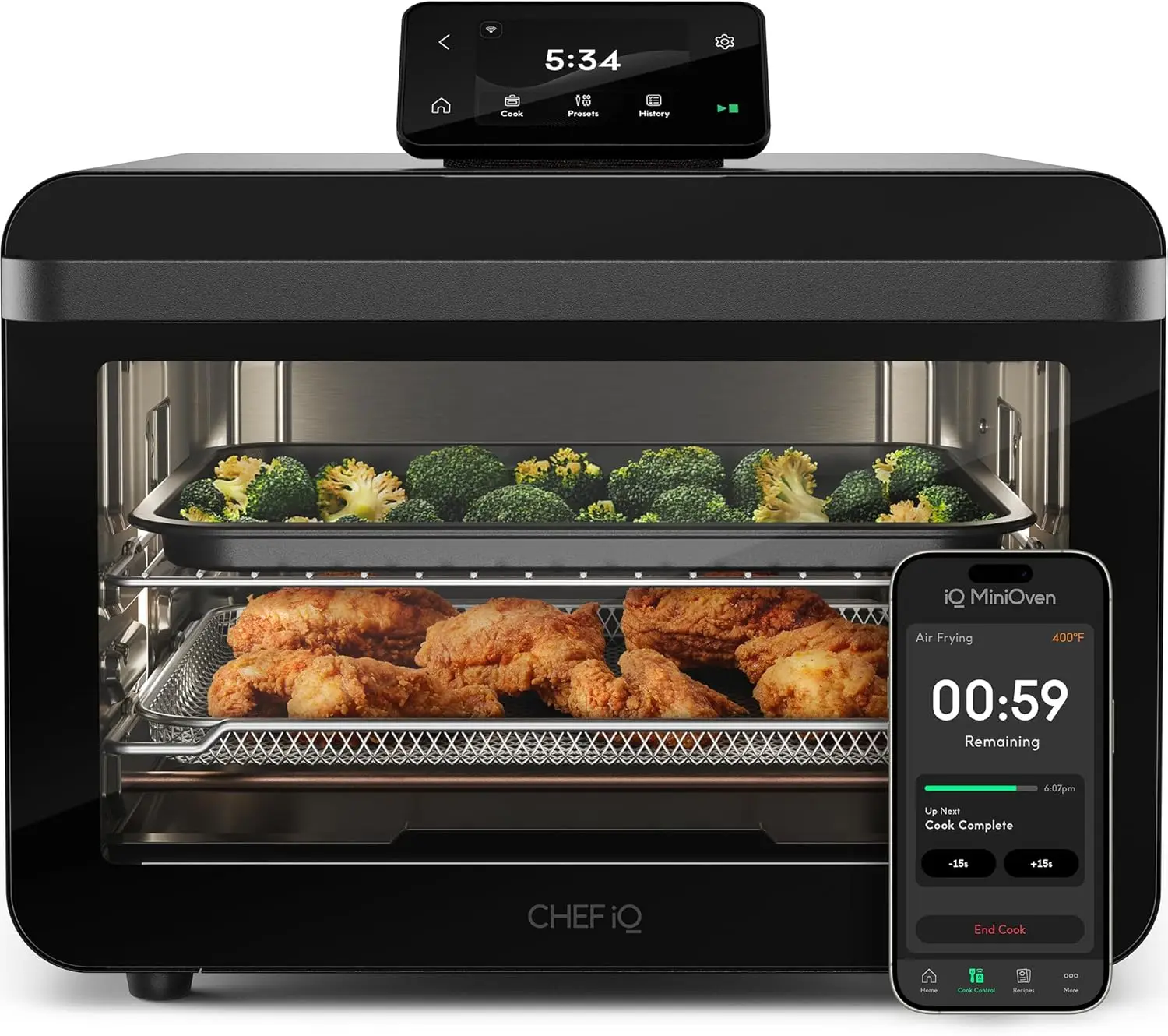 11-in-1 Smart Toaster Oven and Air Fryer Combo, Countertop Convection Oven with 25 Qt Capacity, 1750W, Fast Cooking via Touchscr