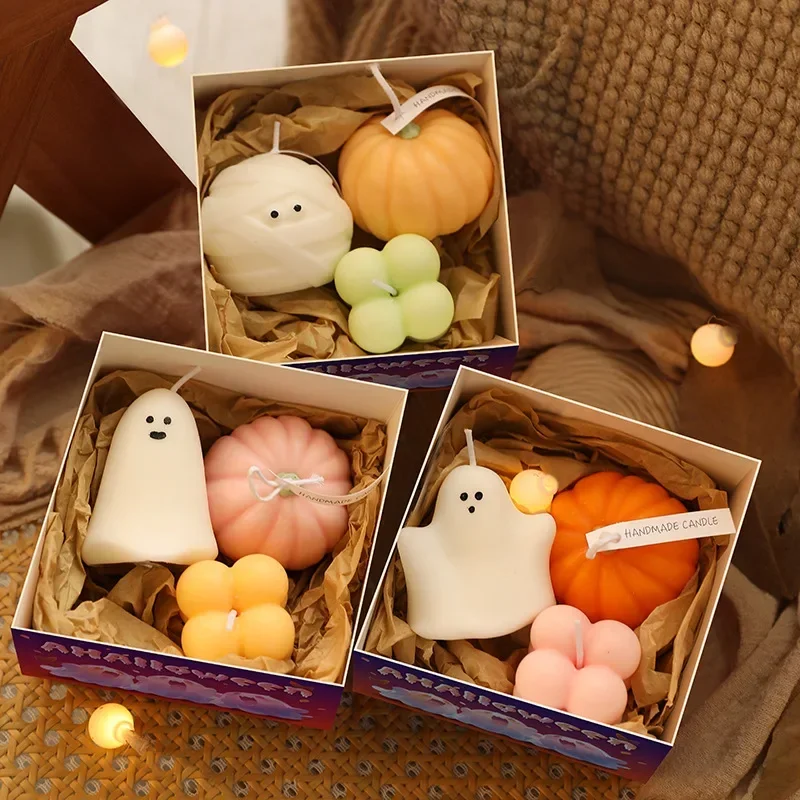 Halloween Ghost Scented Candle Gift Box Set Festival Aromatherapy Decorative Gift Exquisite Pumpkin Ornament Home Decoration