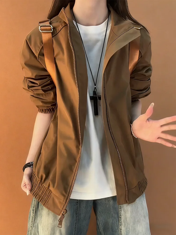 American Style Deconstructed Shoulder Pilot Jacket Men's Spring Autumn High Sensation Three Proof Stand Collar Short Coat