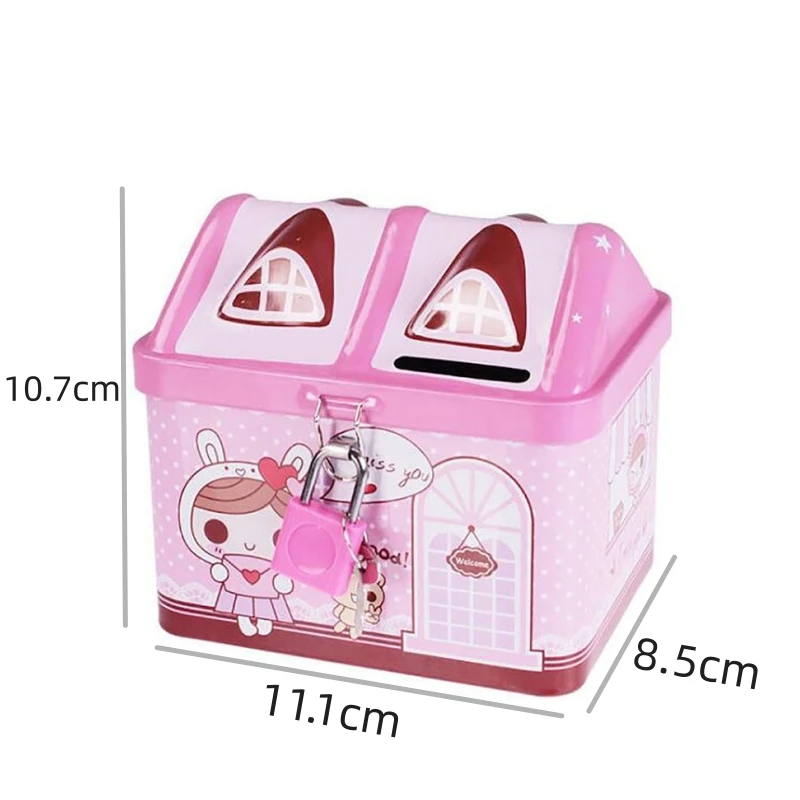 شكل منزل معدني أصبع البنك ، عملة صندوق تخزين آمن ، البنوك أصبع الطفل ، قفل مفتاح ، صندوق المال الإبداعي ، هدية عيد الميلاد للأطفال ، جديد