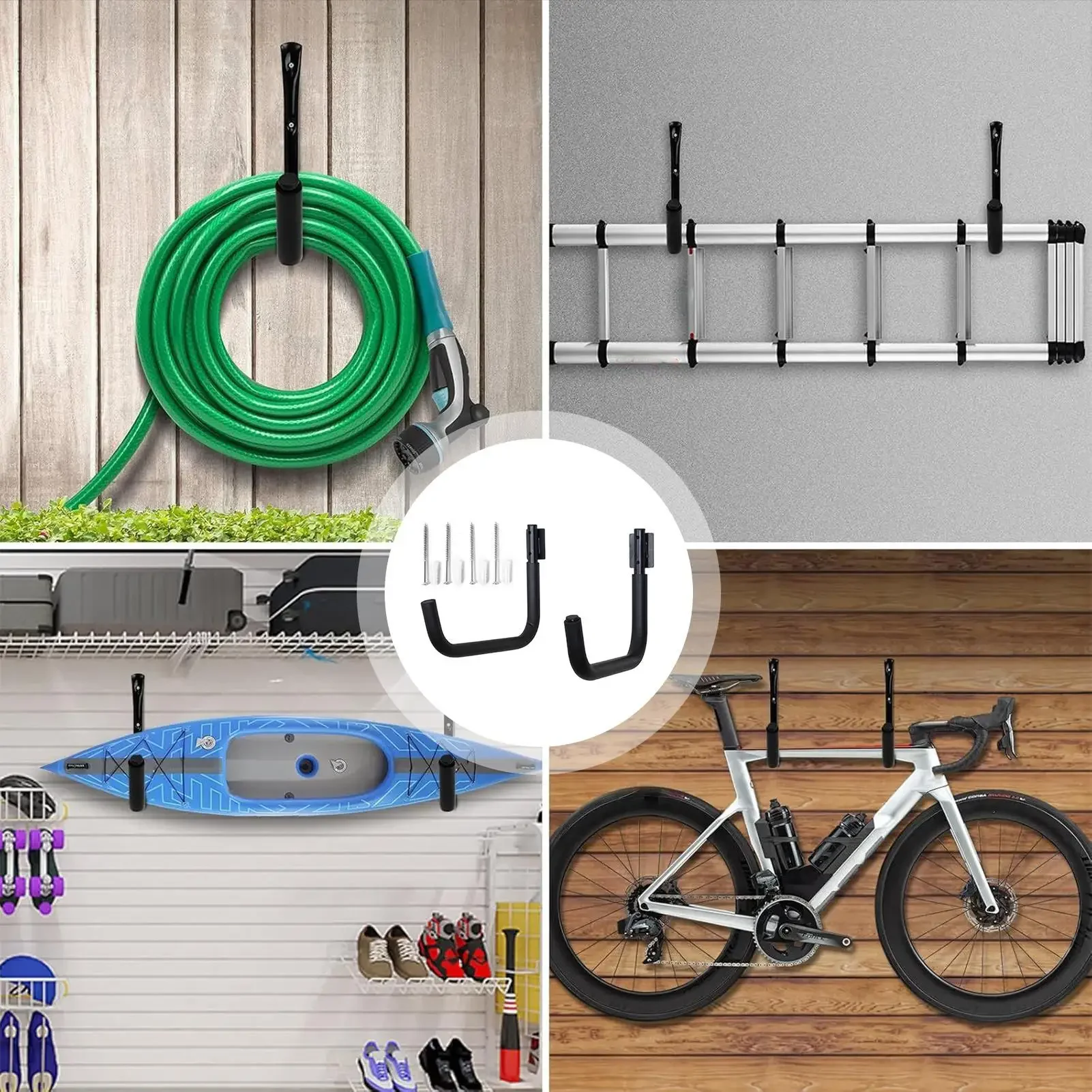 

1 Pair Heavy-Duty Steel Kayak Wall Mounts - Multi-Purpose Organizer Rack for Kayaks, Surfboards, Skis | Ideal for Indoor Home, L