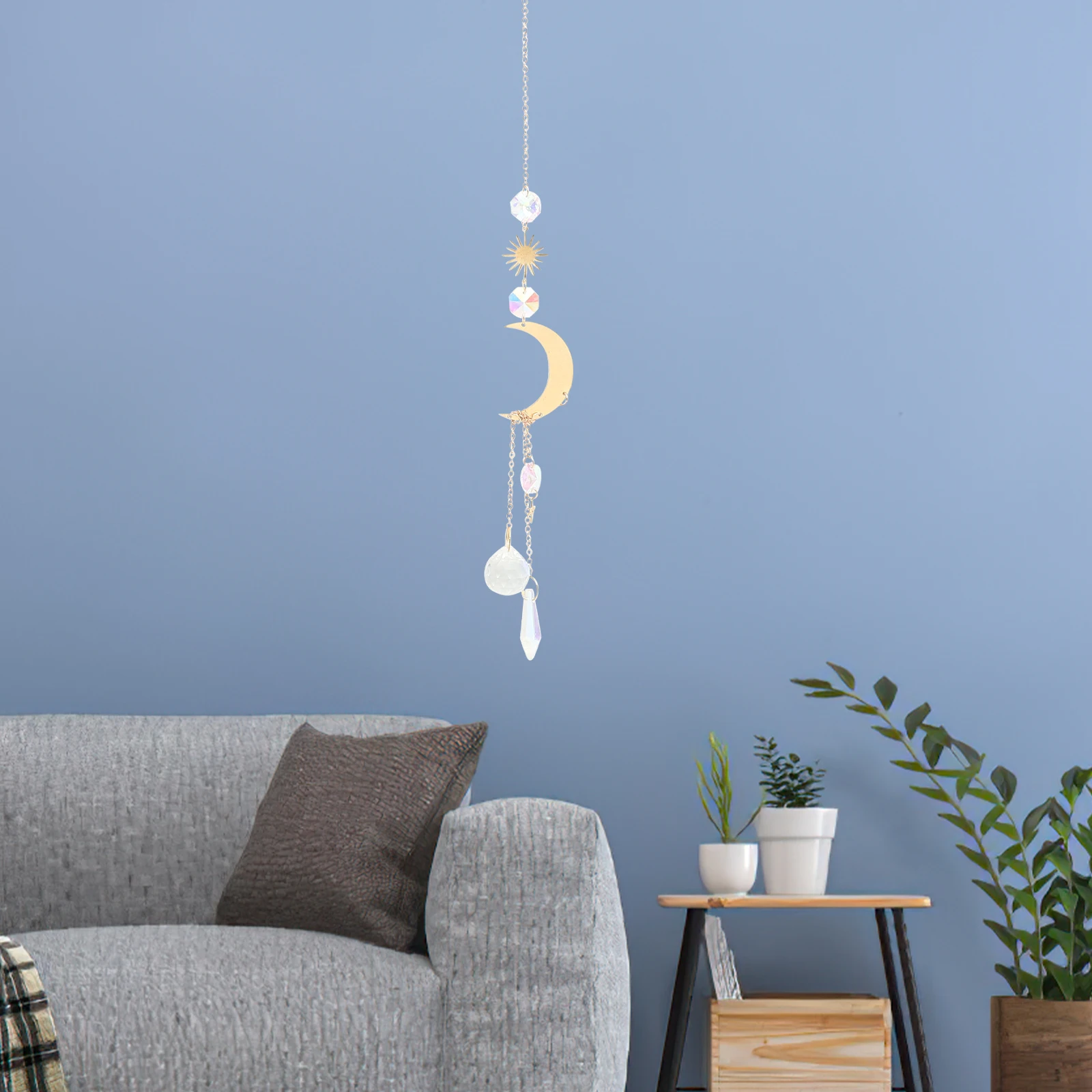 

6pcs Crystal Sun Catcher Hanging Decor for Window Garden Living Room Balcony Party Durable Metal naments Gifts