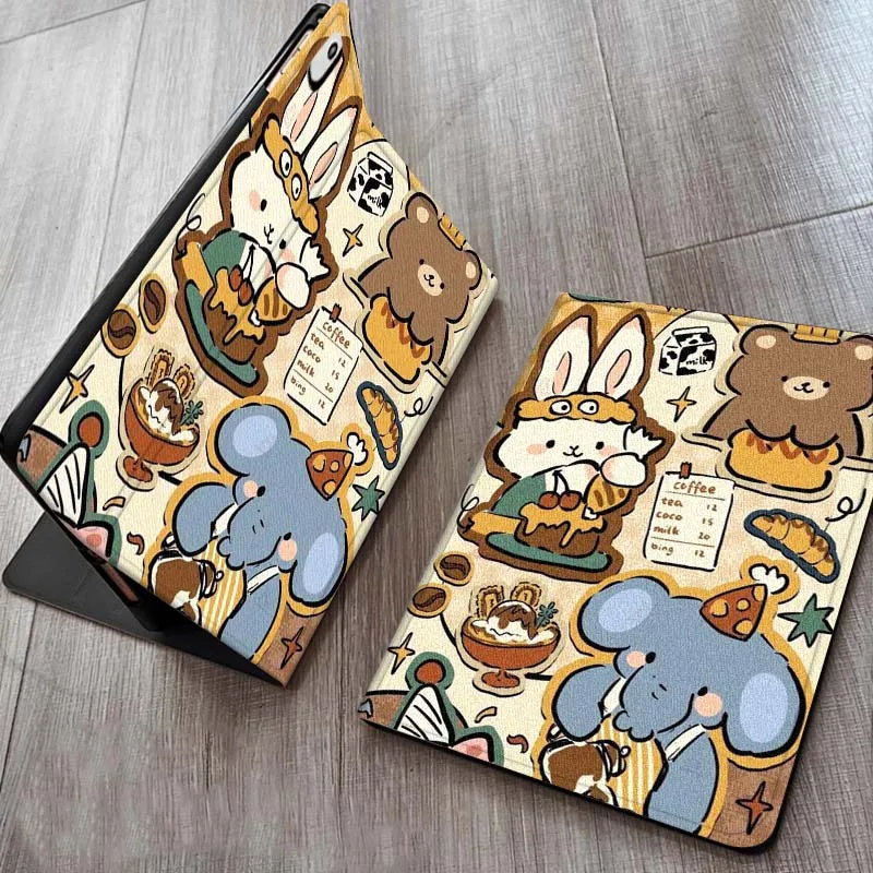 

Cartoon Animal Retro Pattern For iPad Pro 7 8 9 Gen 2 11 13 5th 6th 10th 11th M5 M4 12.9 10.9 10.2 Inch 2024 2025 Tablet Case