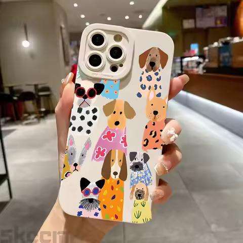 Funny Colorful Dog Pattern Design Phone Case for Samsung Galaxy A55 A54 A35 A15 5G S25 Ultra S24 FE S23 S22 S21 S20 Plus Cover