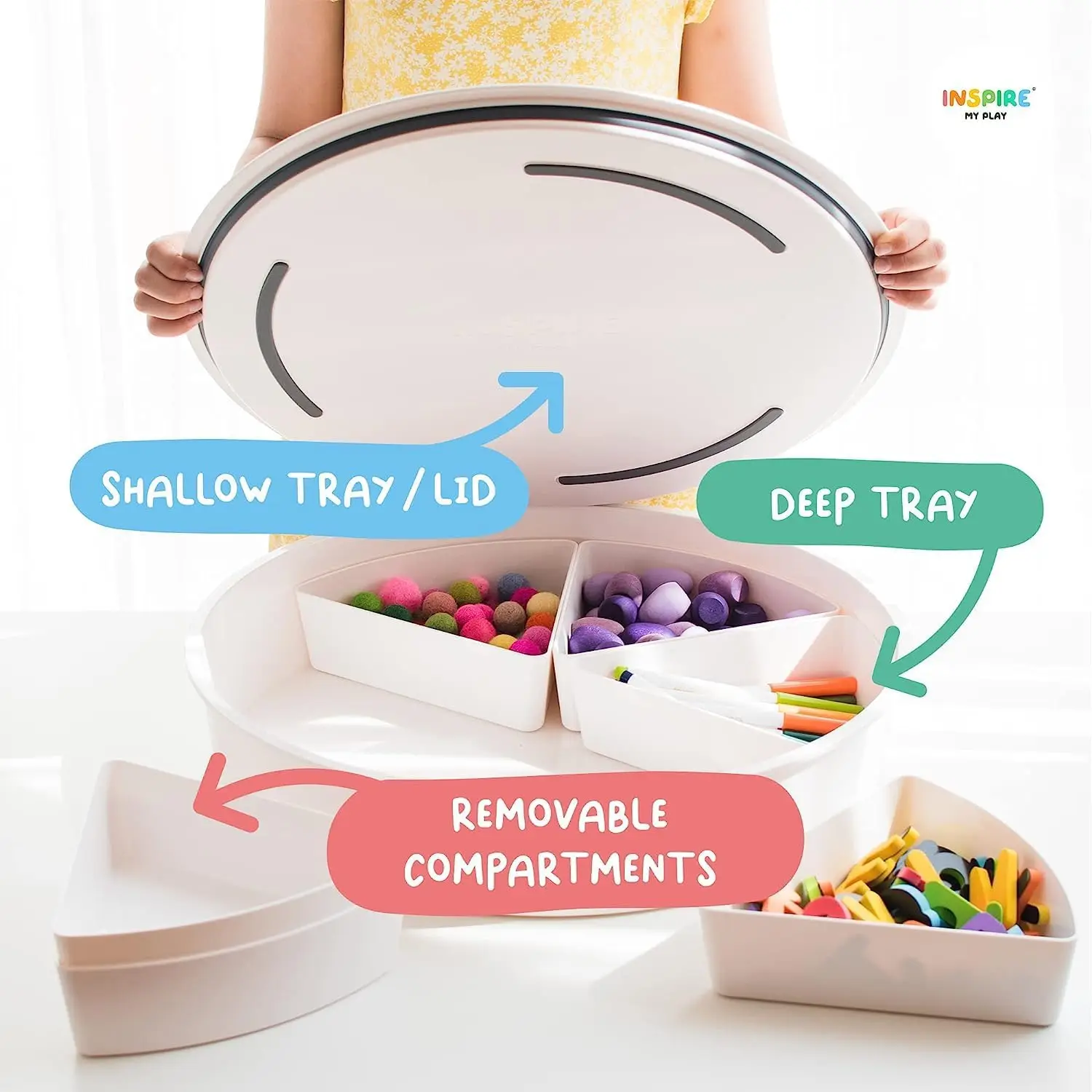 Papelera sensorial con tapa e insertos de almacenamiento extraíbles, contenedores sensoriales para manualidades de niños pequeños, juguetes sensoriales para niños autistas