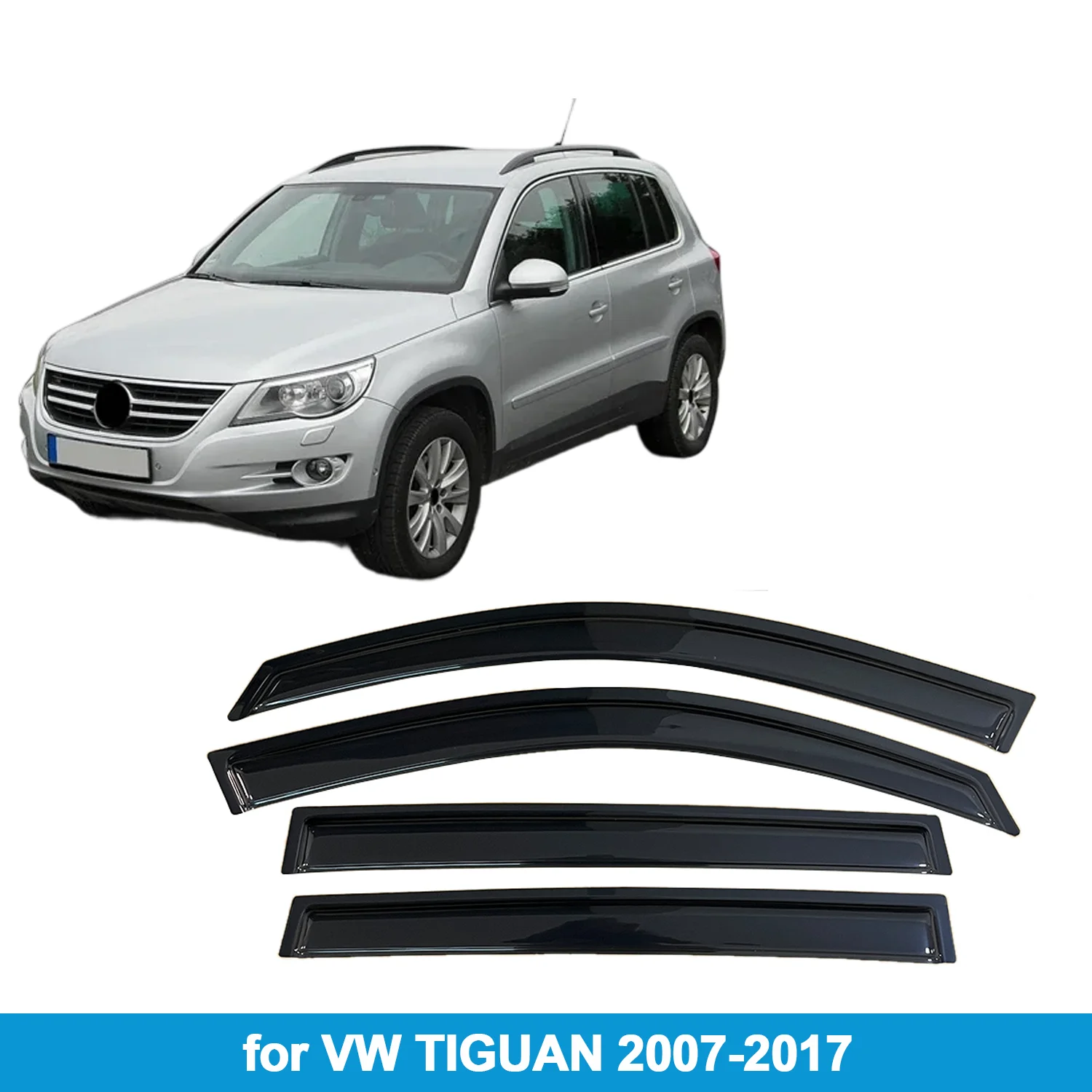 

Оконный козырек для VW TIGUAN MK1 5N 2007-2017, защита от дождя, боковой дефлектор, защита от атмосферных воздействий, лента для наружного крепления