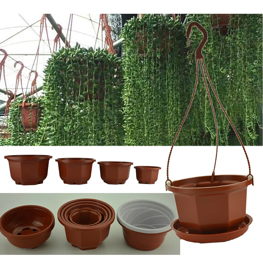 Planter Hanging Basket Plastic Octagonal Plant Flower Pot Hanger Holder Wall Decoration for Courtyard Garden Balcony Planters