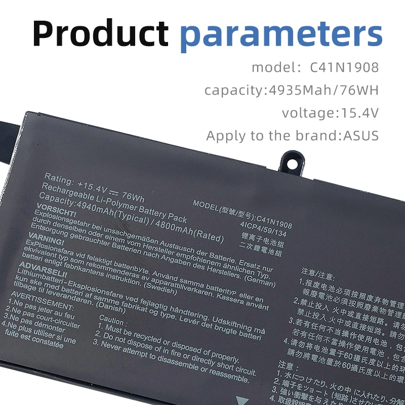 Imagem -05 - Suozhan-bateria do Portátil para Asus Rog Zephyrus Ga401iv Ga401ii Ga401ihr Ga401iu Ga401qe Ga401ivc Px401iv C41n1908