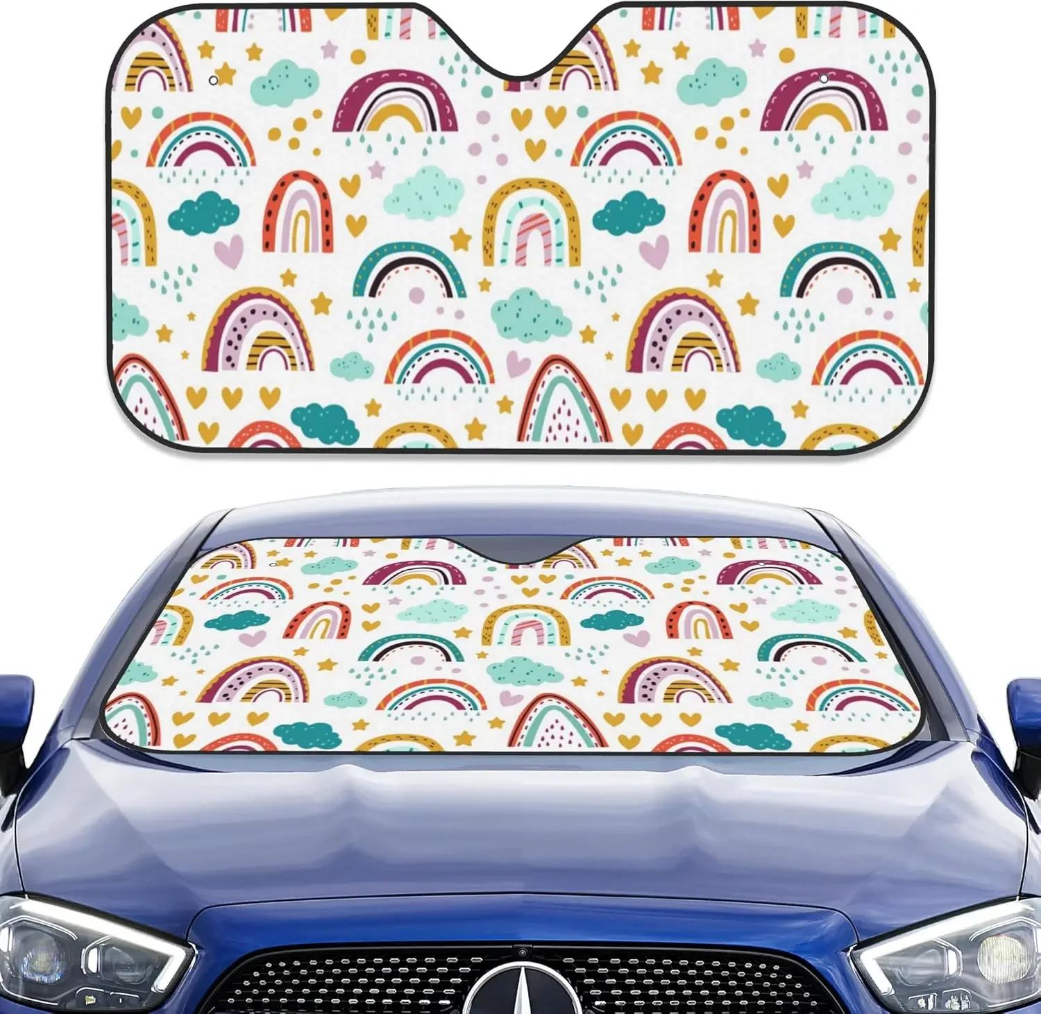 

Переднее лобовое стекло Sun Sha, красочные радужные звезды, облака, автомобильное солнцезащитное стекло, лобовое стекло автомобиля, солнцезащитный козырек от солнца, УФ-лучей