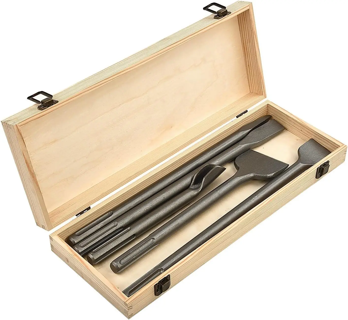 for SDS Max Chisel Set for Electric Hammer, Hand Tool in Wooden Storage Box Demolition, Concrete and Masonry Work, sds-max Rotar
