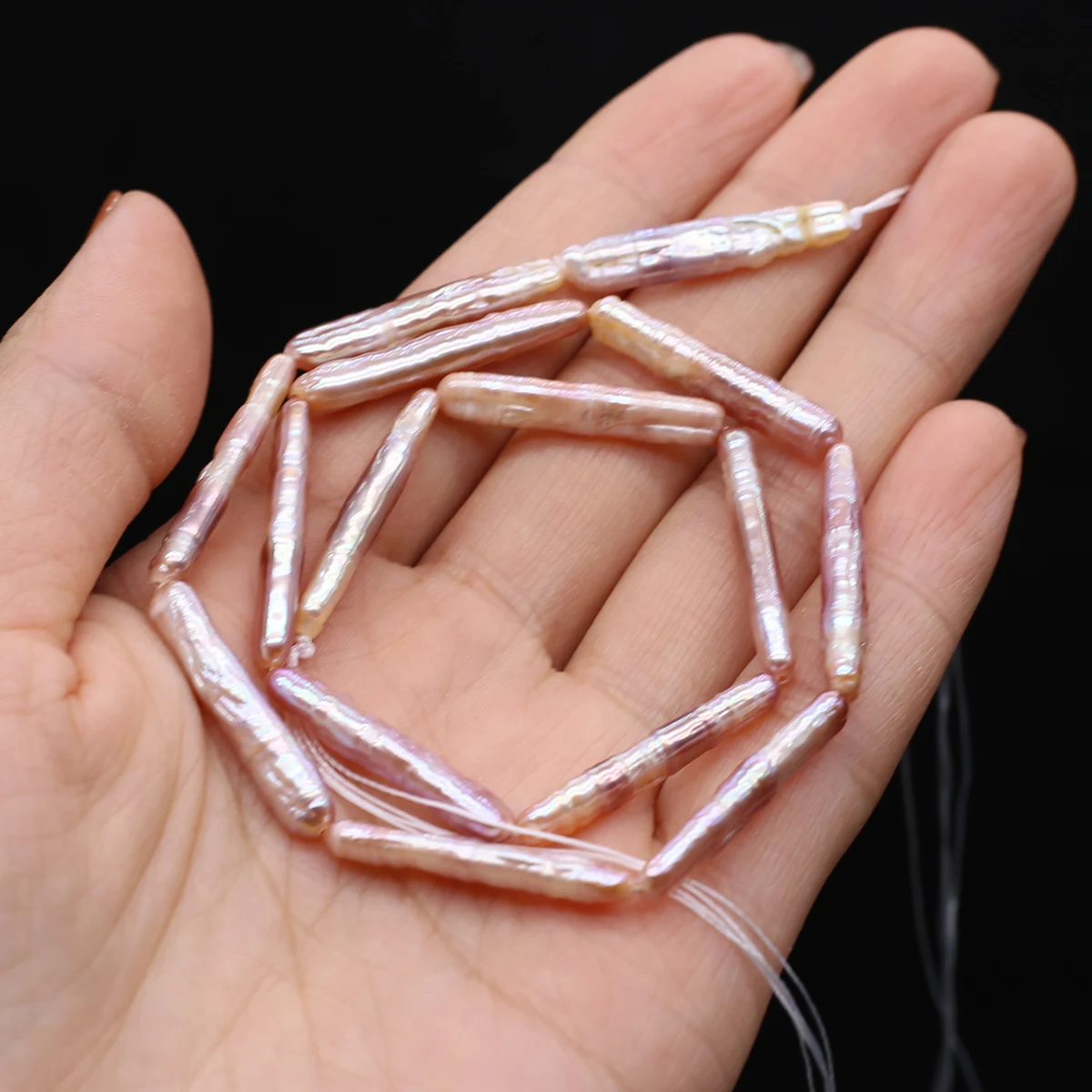 

Natural Freshwater Pearl Beaded Purple White Long Loose Spacer Beads For Jewelry Making DIY Necklaces Woman